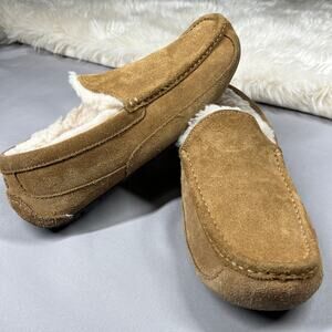UGG Ascot Slippers Mens Size 10 Chestnut Color Shearling House Shoes Slip On